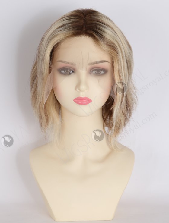 In Stock European Hair 8" Loose Body T4/22#/4# Highlights Color Divine Lace Front Wig RLF-08090