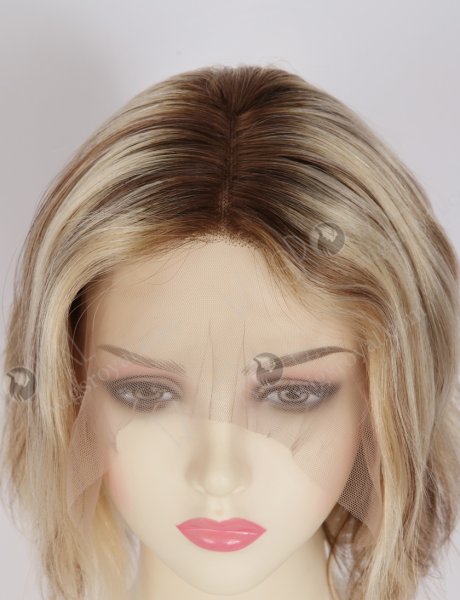 In Stock European Hair 8" Loose Body T4/22#/4# Highlights Color Divine Lace Front Wig RLF-08090