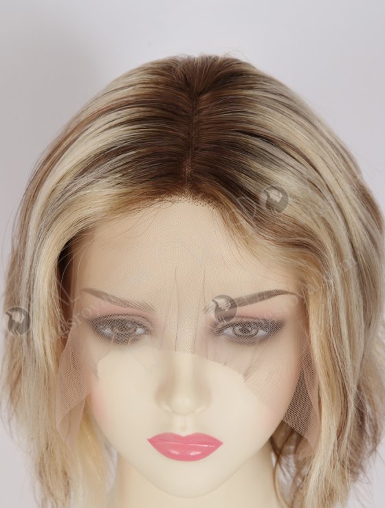 In Stock European Hair 8" Loose Body T4/22#/4# Highlights Color Divine Lace Front Wig RLF-08090-34227
