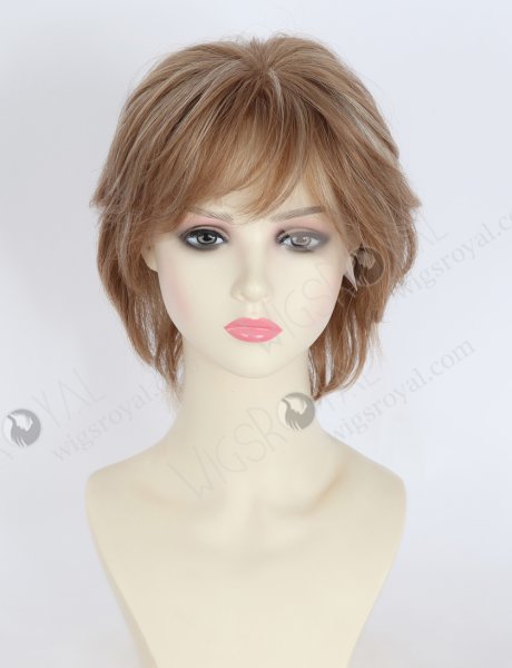 In Stock European Hair 6" Slight Wave 8a#/60# Highlights,Roots 8a# Color Divine Lace Front Wig RLF-08088