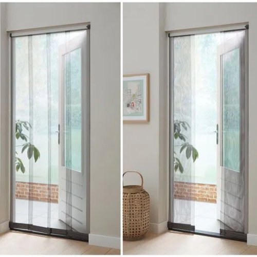 Sliding screen door curtain