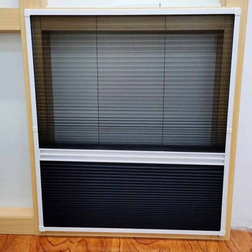Retractable and easy installation 100% polyester pleated insect screen window with mosquito net