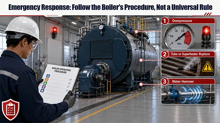 Emergency Response: Follow the Boiler's Procedure, Not a Universal Rule