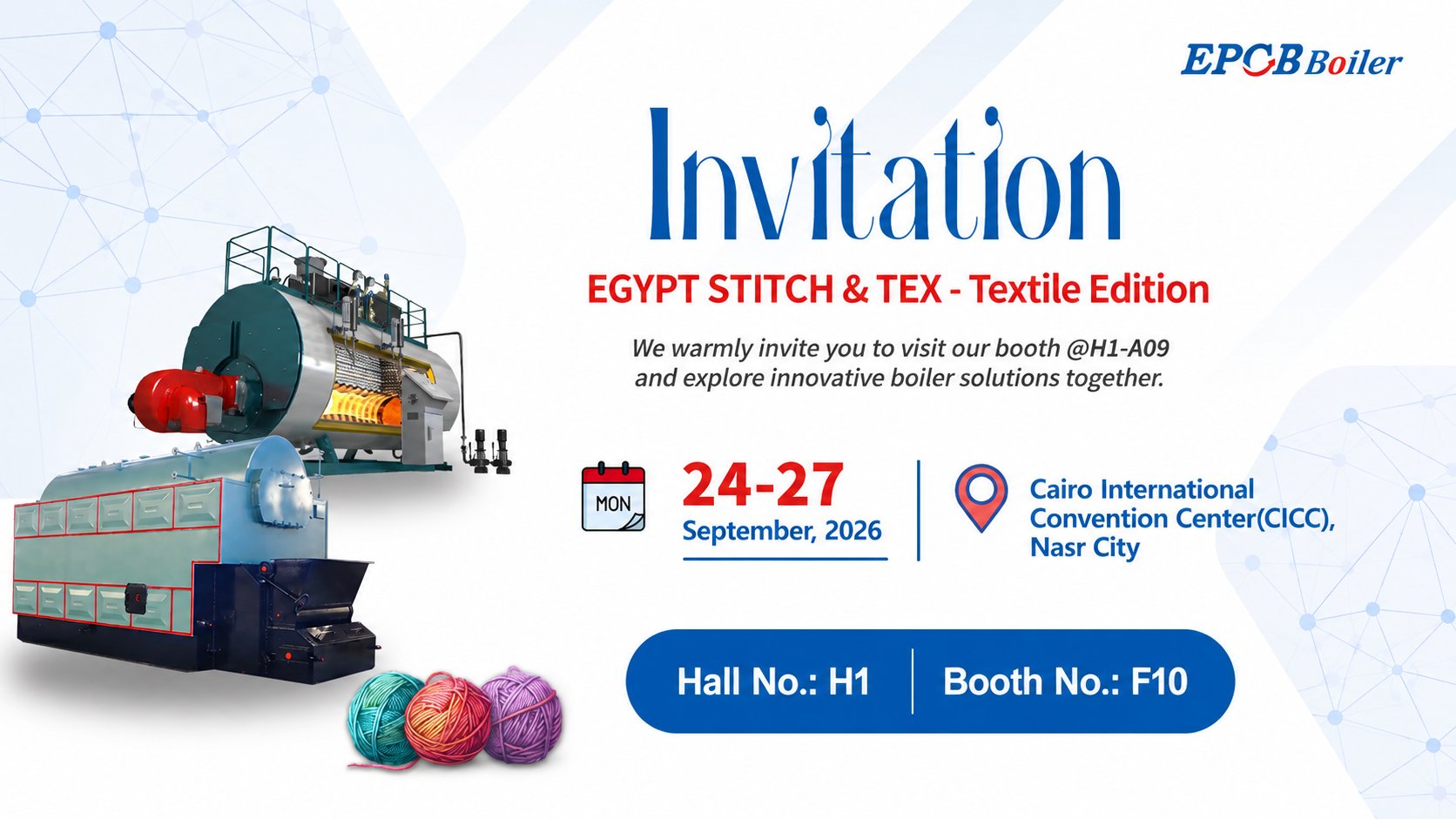EPCB Boiler to Exhibit at EGYPT STITCH & TEX EXPO 2026 in Egypt