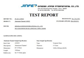 Aluminum Channel A30023 Test Report