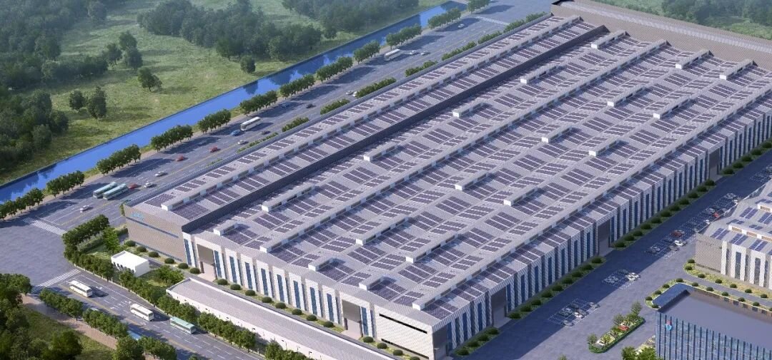 中运锚链园区屋顶光伏鸟瞰效果图