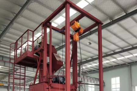 Crawler type shot blasting machine with automatic loading and unloading