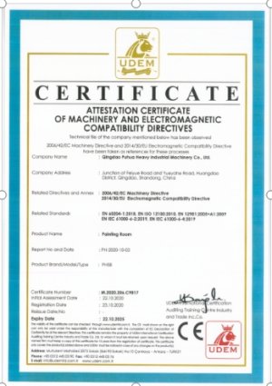 Mechanical and Electromagnetic Compatibility Directive Certification Certificate 