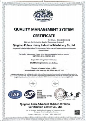 Quality Management System Certificate (English Version)