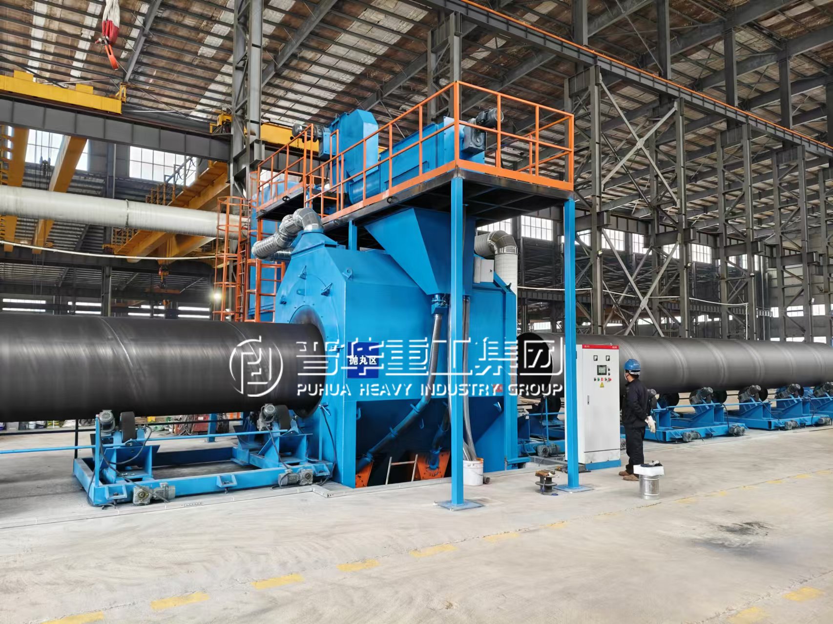 steel pipe clean shot blasting machine