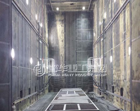 sand blasting booth with abrasive automatic recovery system