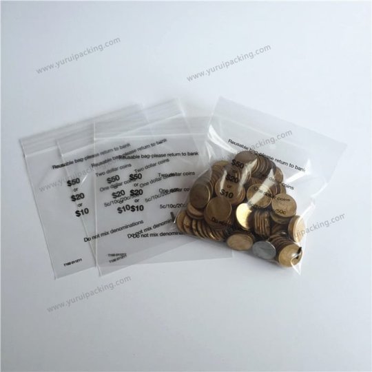 YURUI Custom Bank Coin Storage Packaging Ziplock Bag