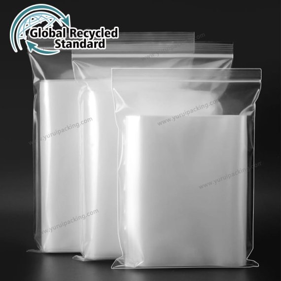 YURUI Custom GRS 100% Recycled Seal Plastic Zipper Lock Bag