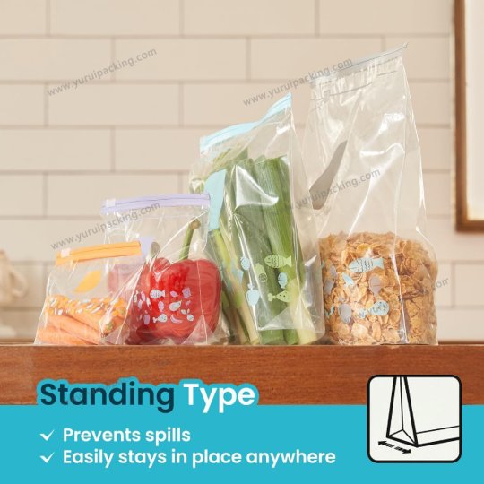 Slider Quart Food Storage Bags with Stand-Up Bottom, Easy to Fill, BPA Free, 