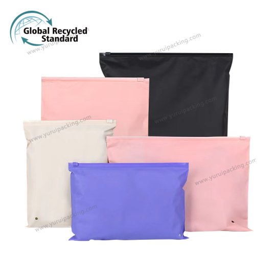 Custom Printed GRS Recycled Frosted Slider Zipper Bags for Clothing Packaging Wholesale