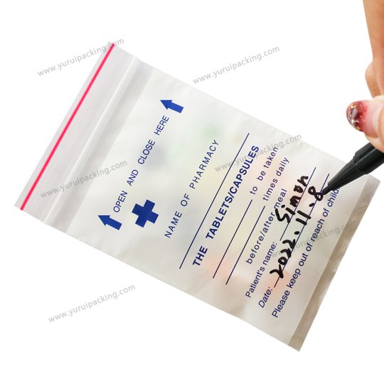 Printed Medicine Bags with Write-on Block