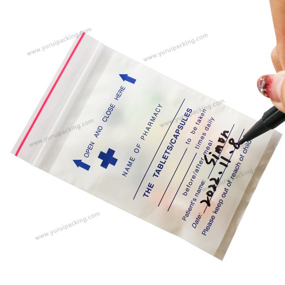 Printed Medicine Bags with Write-on Block