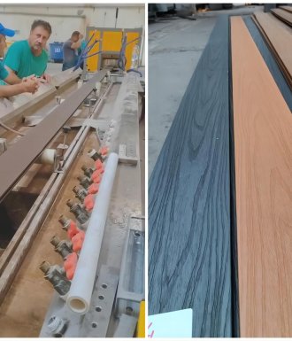 WPC decking machine running well in Romania.