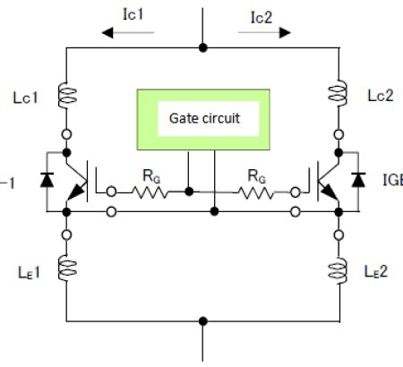 PRECAUTIONS FOR PARALLEL CONNECTION OF IGBT COMPONENTS  Current balance when connected in parallel:
