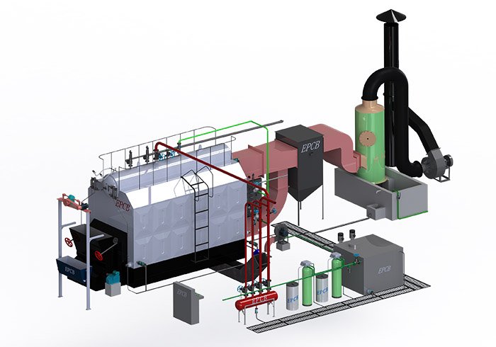 Caldera de vapor de tubo de agua de biomasa con rejilla de cadena horizontal EPCB