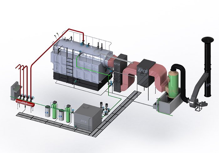 Soluciones de calderas de vapor de leña con rejilla fija de un tambor horizontal EPCB