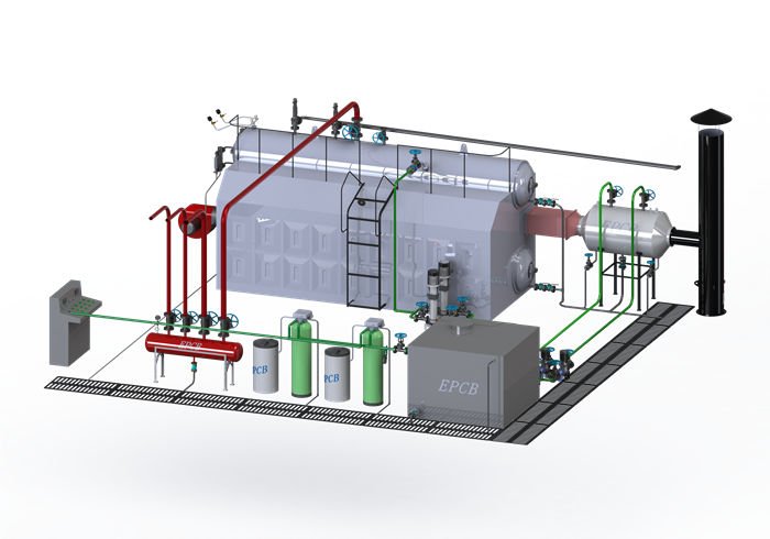 Caldera de vapor de gas de aceite de tubo de agua industrial EPCB